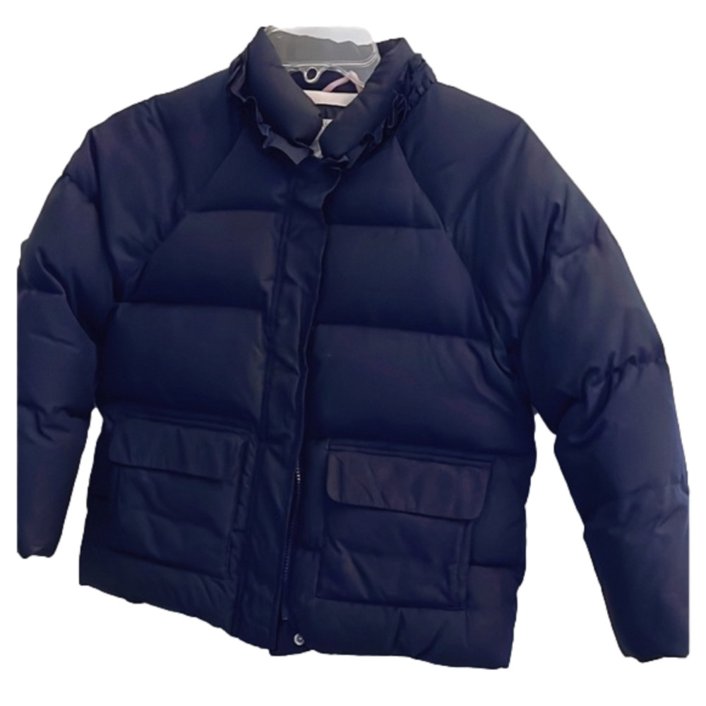 🌿Crewcuts by J Crew Girls Navy ruffle collar puffer jacket, size 8🌿
